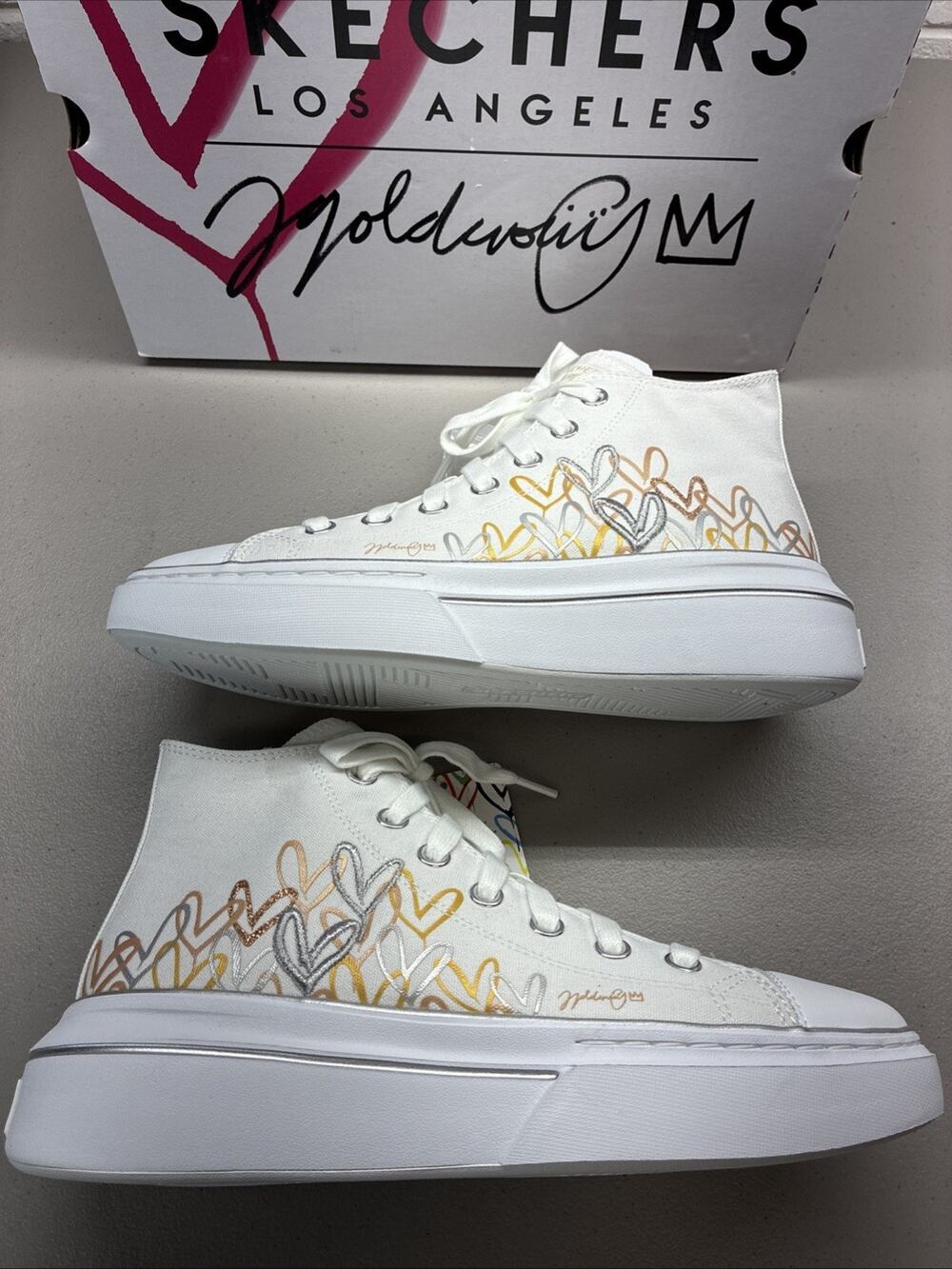 Skechers x James Goldcrown Women's 9.5 Cordova Classic Chic Love White Sneakers
